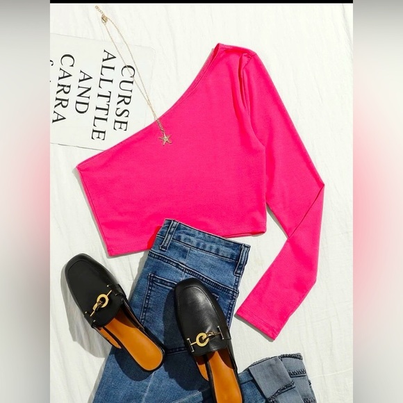 SHEIN Tops - PINK Shein One Sleeved Crop